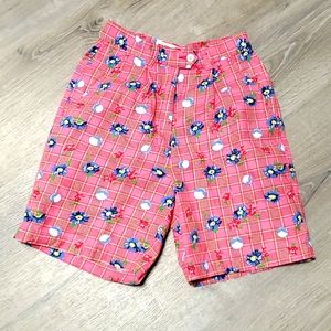 Vintage Pivot Rules floral cotton high waist Bermuda shorts women size 4 Y2K
